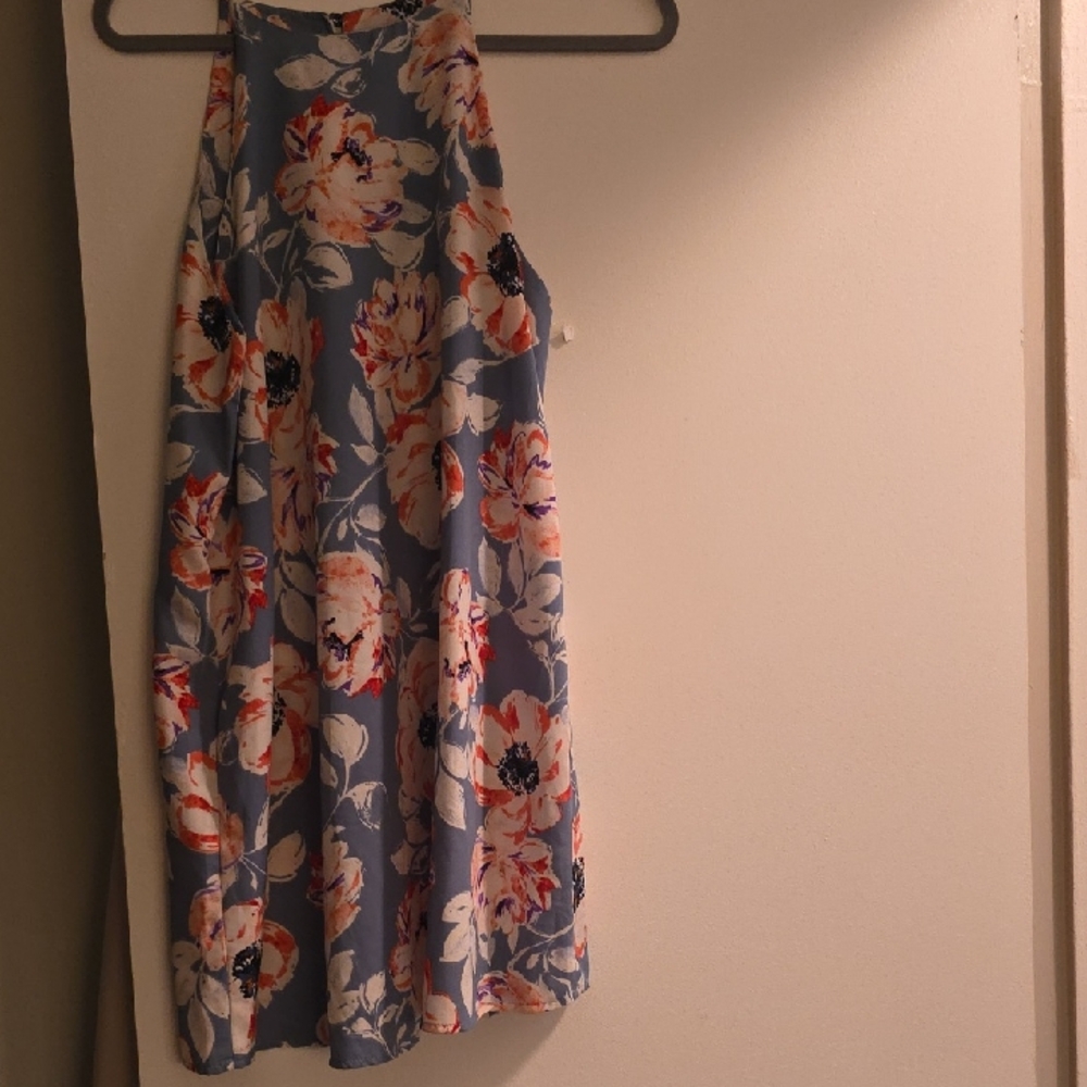 Tiare Hawaii Floral A-Line Sun Dress in Blue and Pink - Picture 2 of 4